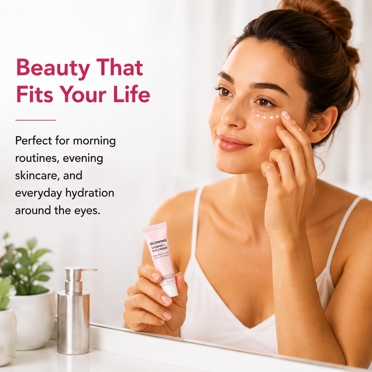 Global Beauty Care Glowing Vitamin C Eye Cream – Radiant Under Eye Treatment to Support Smooth Looking Skin with Niacinamide, AHA & Vitamin E, Antioxidant Care for Dark Circles, 0.5 fl oz (Pack of 2) image 4