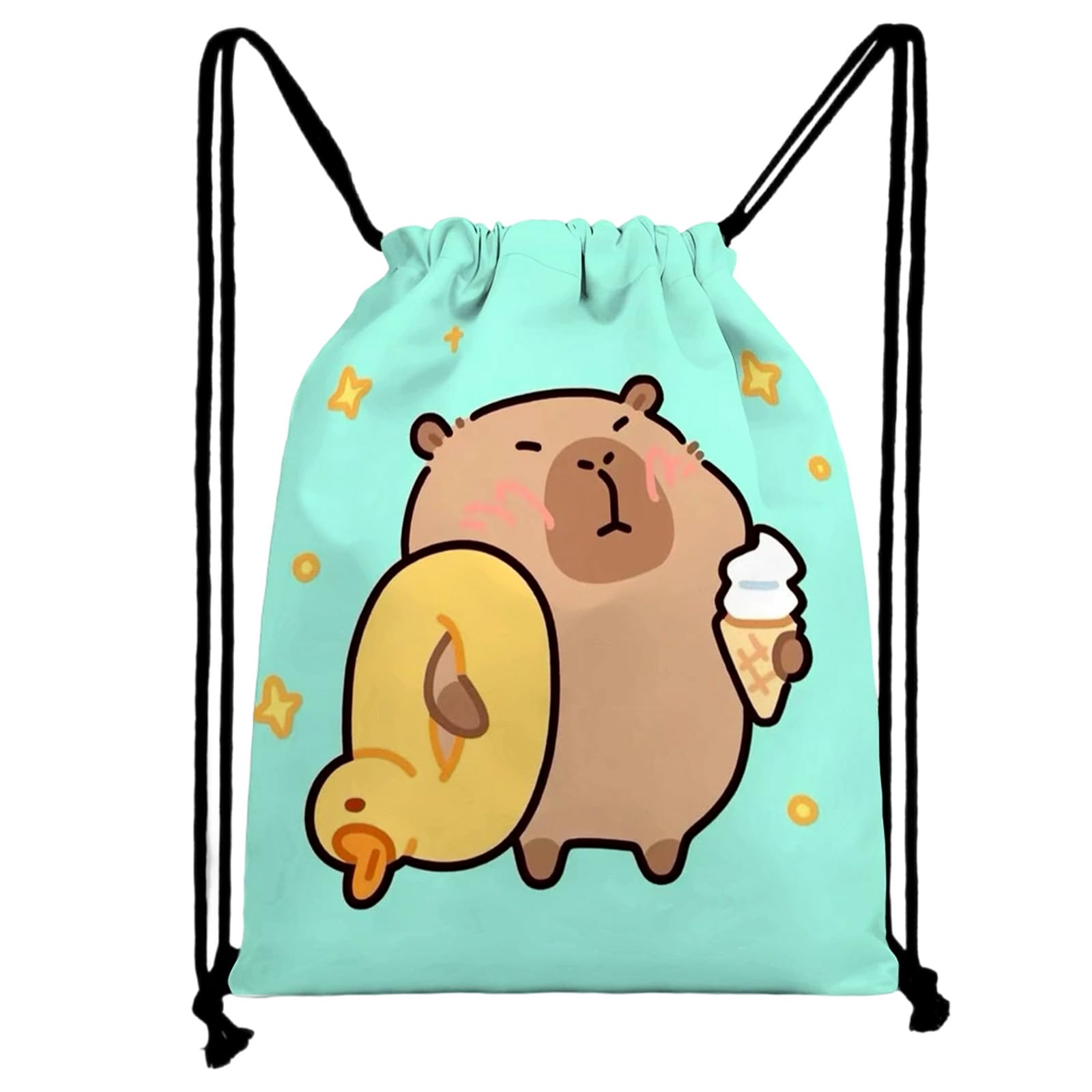 Fakcrkun Capybara Drawstring Bags, Cartoon Swimming Bag, Waterproof Gym Bag, Lightweight Sport Sack for Kids Adults Beach, Pool, Travel, Sports