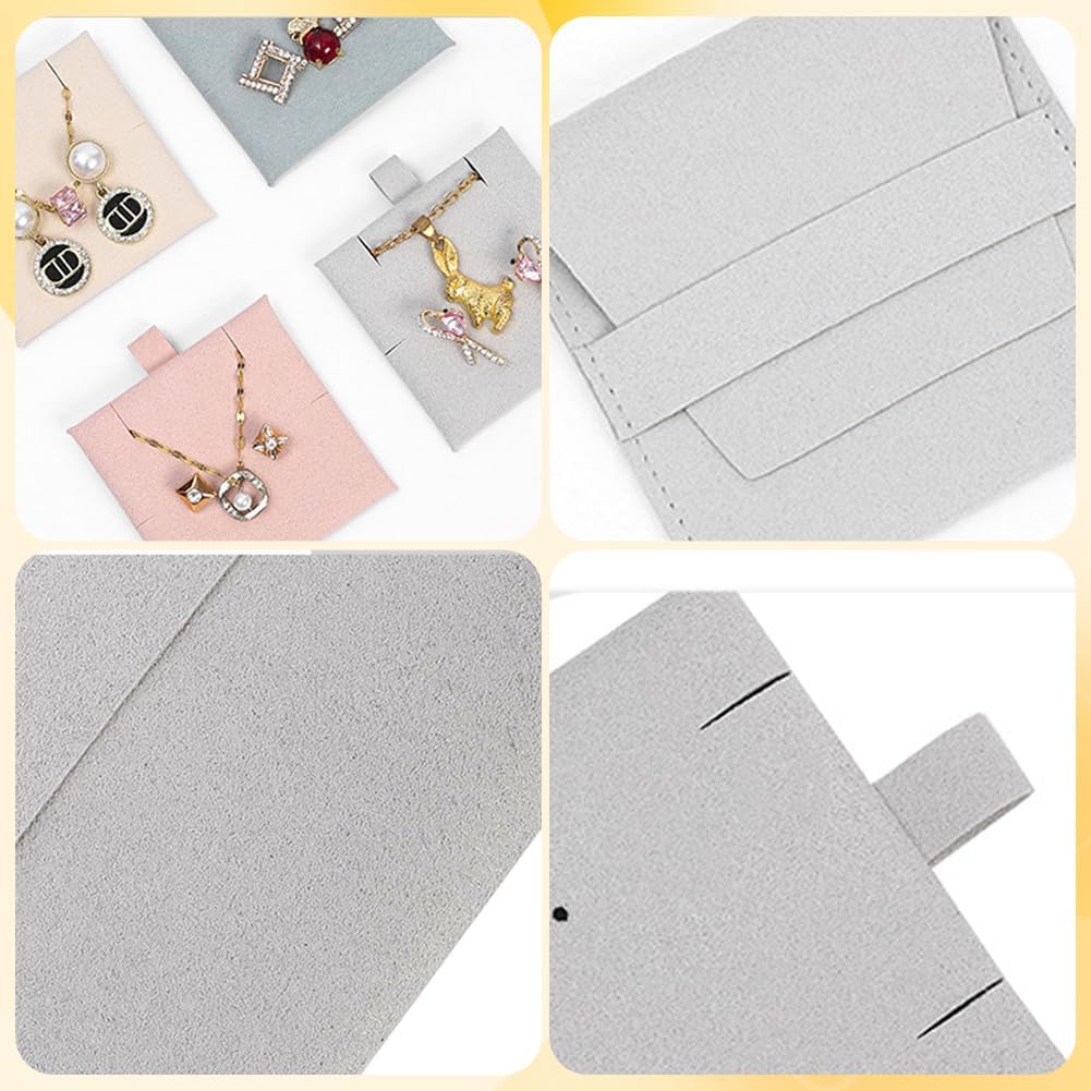 20 Sets 3.1 x 3.2 Inch Microfiber Jewelry Pouches Jewelry Envelope Pouch with Insert Pad Bisque Velvet Cloth Soft Display Bridesmaid Gift Bags for Rings Necklaces Bracelets DIY Packaging