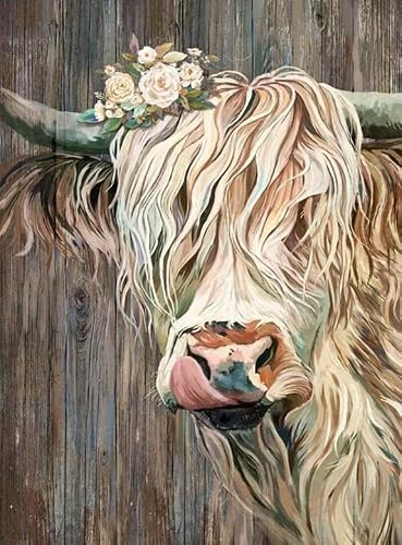 Cow Paint by Numbers for Adults,Cow Paint by Numbers for Beginners,Cow Paint by Numbers Kit Gift Home Wall Decor 12x16inch