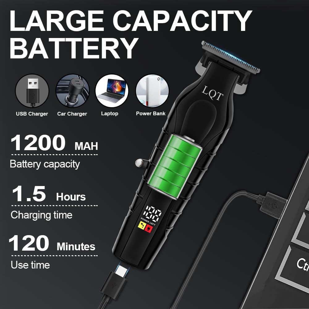 Valentines Day Gifts for Him Professional Hair Trimmer for Men Cordless Beard and Mustache Zero Gap Trimmer Rechargeable Electric T Liners Clippers with Led Display and Luxury Gifts Box - Image 5