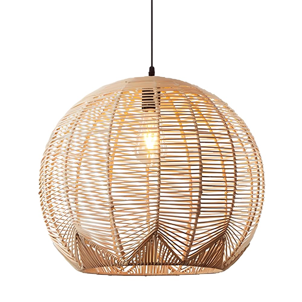 AYQJMD Boho Style Bamboo Pendant Light Natural Wicker Rattan Rattan Chandelier Southeast Asian Style Adjustable Cord Chandelier for Kitchen Island Dining Room Living Room Porch