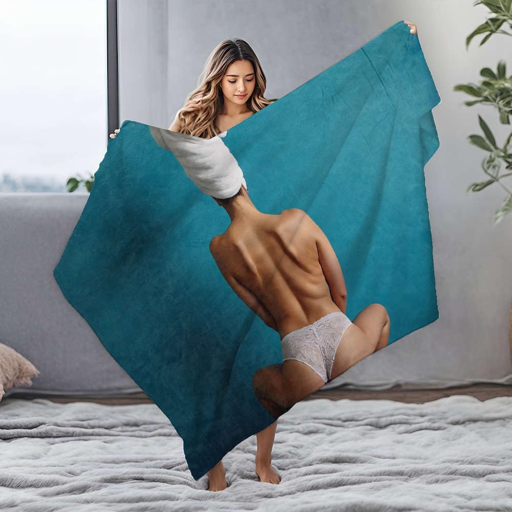 Couverture en flanelle douce avec dentelle blanche | Plaid personnalisé 125x150cm
