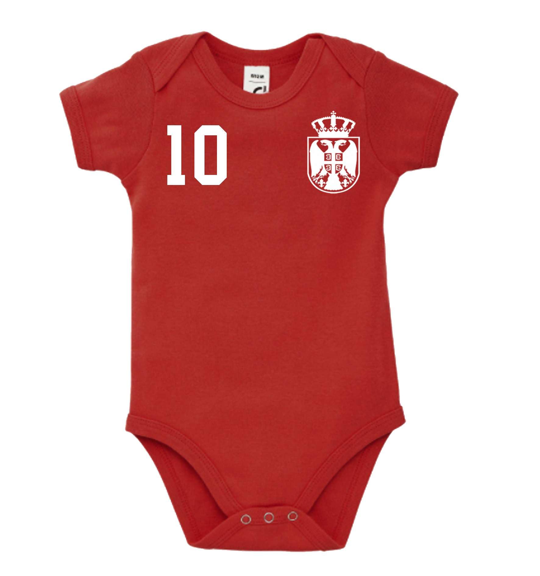 Kinder Baby Strampler Shirt Serbia Serbien mit Wunschname + Nummer