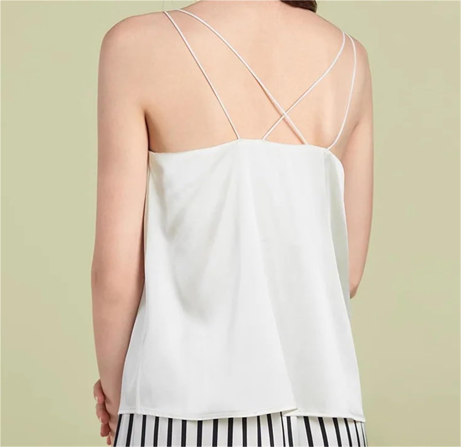 Camisola de Verano for Mujer, cómoda, de Seda Morera Lisa, con Tirantes Finos y Sujetador, Ropa Interior Sencilla for Mujer para Uso Diario, Viajes