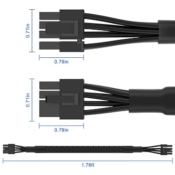 PCIe Cable for EVGA Power Supply, PCIe 8 Pin Male to 6+2 Pin Male, 18AWG 10A EVGA Supernova Power Supply Cables -23.6 inch (60cm)