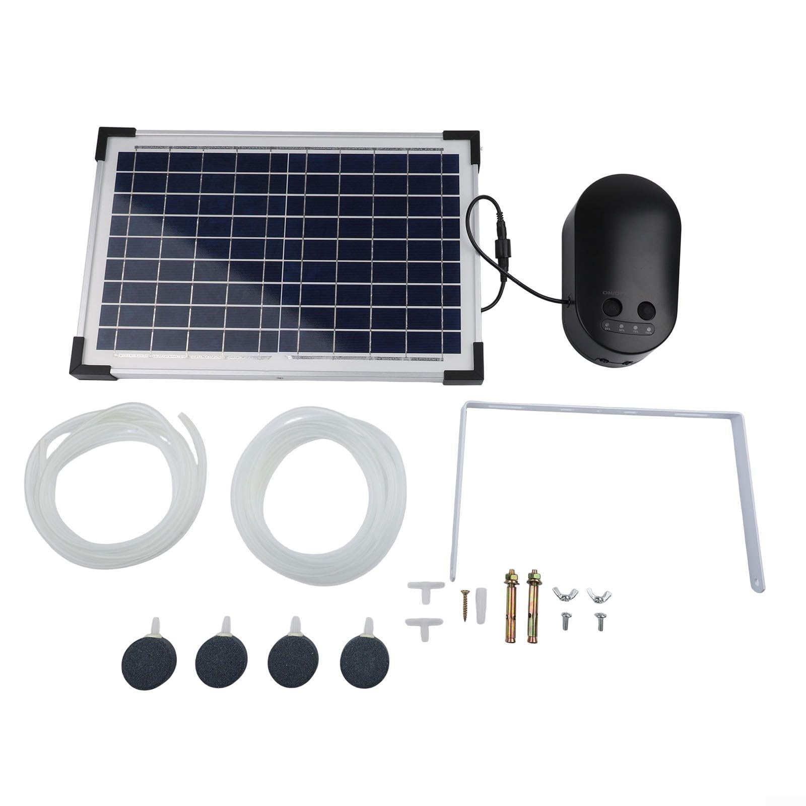 Bomba de oxígeno solar de 15 W, aireador de pecera con batería de respaldo, 3 modos, panel ajustable para estanques