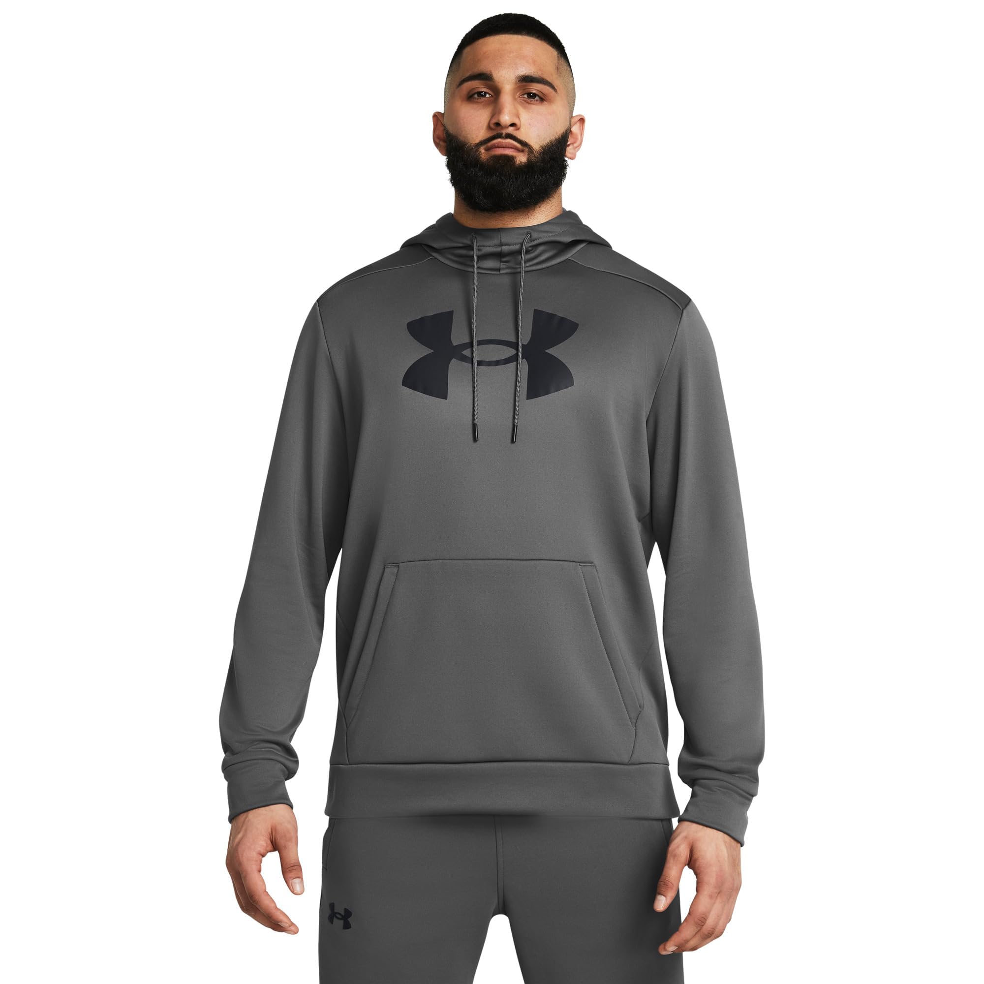 Under Armour Men's Csr (025) Fleece Big Logo Hoodie Hooded Sweatshirt, (025) Castlerock/Black, L