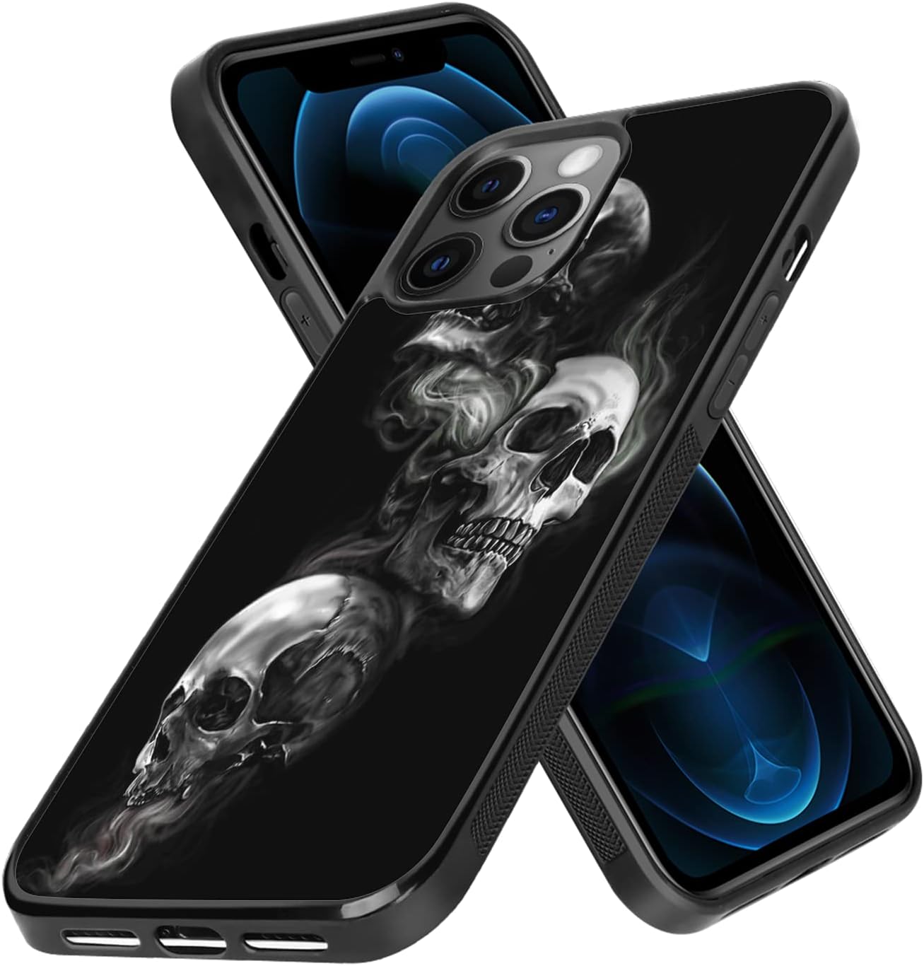 Phone Case Compatible with iPhone 12 Pro Max Skulls Black Frame Shockproof and Slim Rubber TPU Material with Uniqe Design