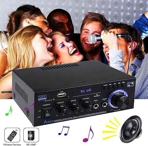 Miniatura 7 de AK45 Amplificador estéreo de audio para el hogar, receptores estéreo de 300 W, sistema de amplificador de potencia Bluetooth 5.0 de 2 canales, radio