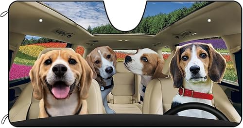 Miniatura 23 de Parasol para parabrisas delantero de automóvil para perro, Shih Tzu, hermosas flores, decoración para vehículo, reflector de rayos UV, protector