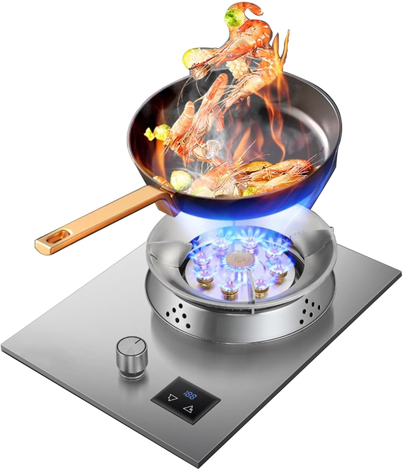 Estufa de Gas Empotrable 1 Puesto 5.2KW Panel de Vidrio Templado 110V