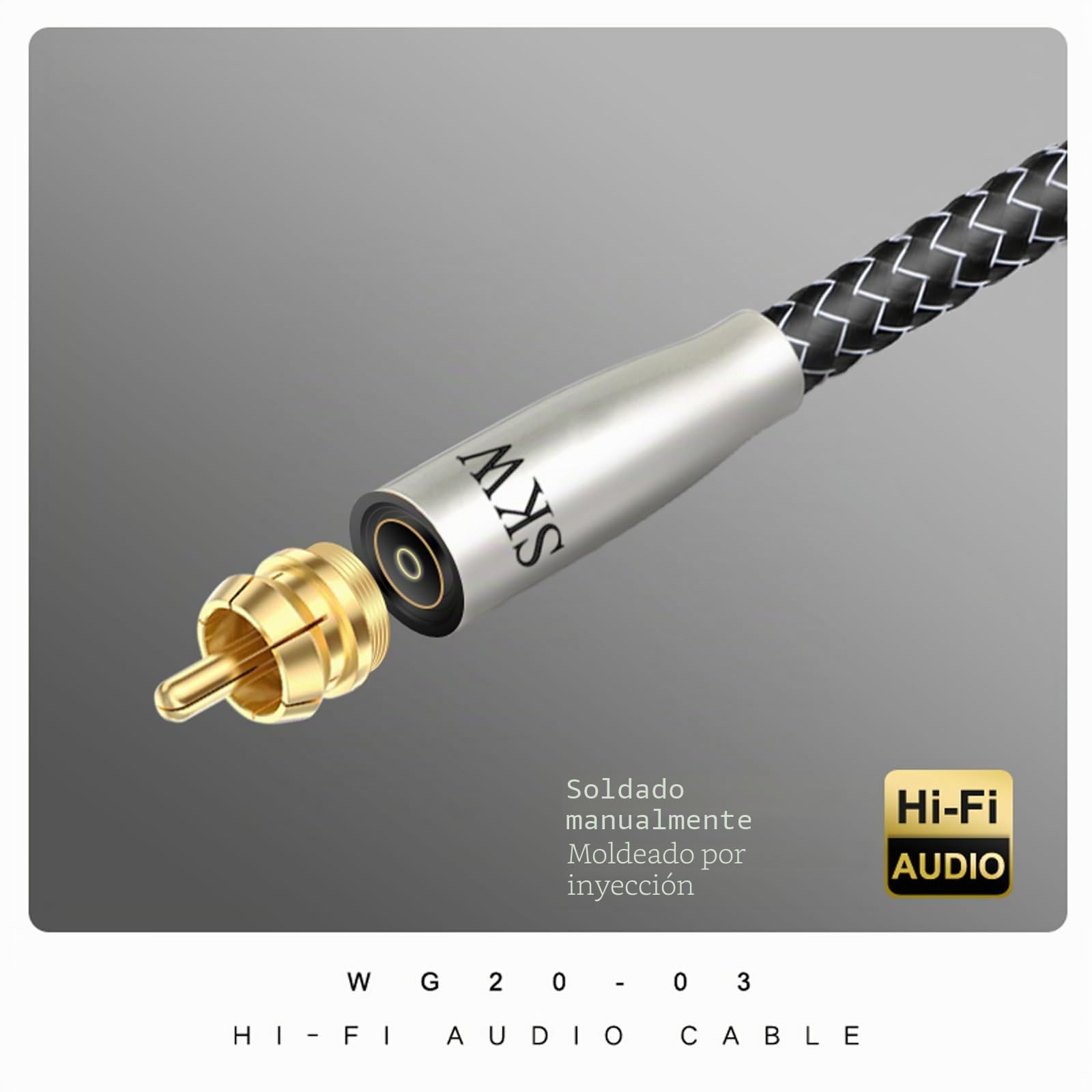 SKW High-end Cable Cinch RCA Coaxial Digital, Conductor Interior de Cobre/Plata Cable de Audio RCA S/PDIF Cable Coaxial para Subwoofer, CD, altavoz, receptor AV, amplificador - 1.5M