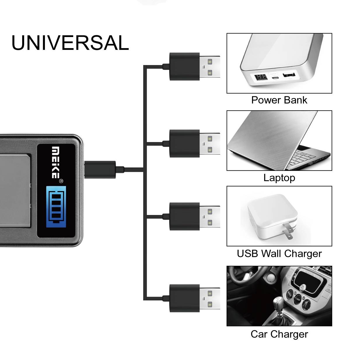 Meike MK-LC1 Chargeur de batterie Li-ion avec écran LCD pour batterie MK 420 Speedlite Series (MK-LP1)