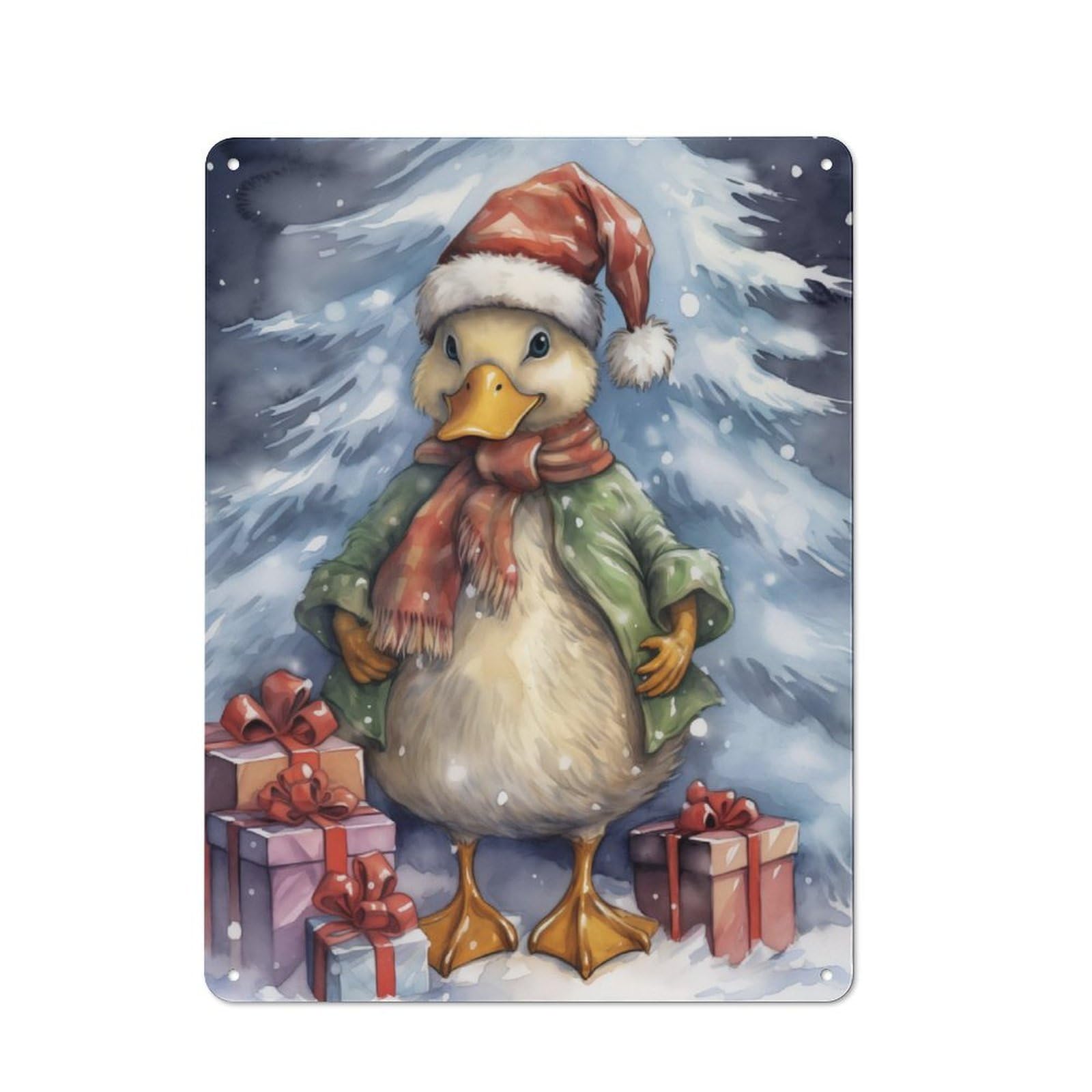 Junmoney Funny Duck Christmas Vintage Tin Sign With Design 40X30cm, Nostalgic Nostalgic Wall Art For Living Room, Hallway, Kitchen Or Cafe