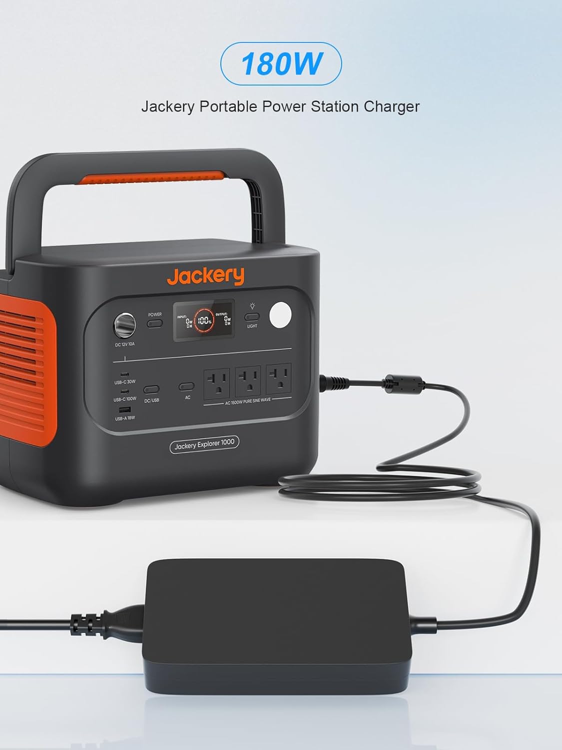 Replacement 180W AC Charger for Jackery Explorer 1000, 880 Portable Power Station, 24V 7.5A Adapter with 7.9 * 5.5mm Tip