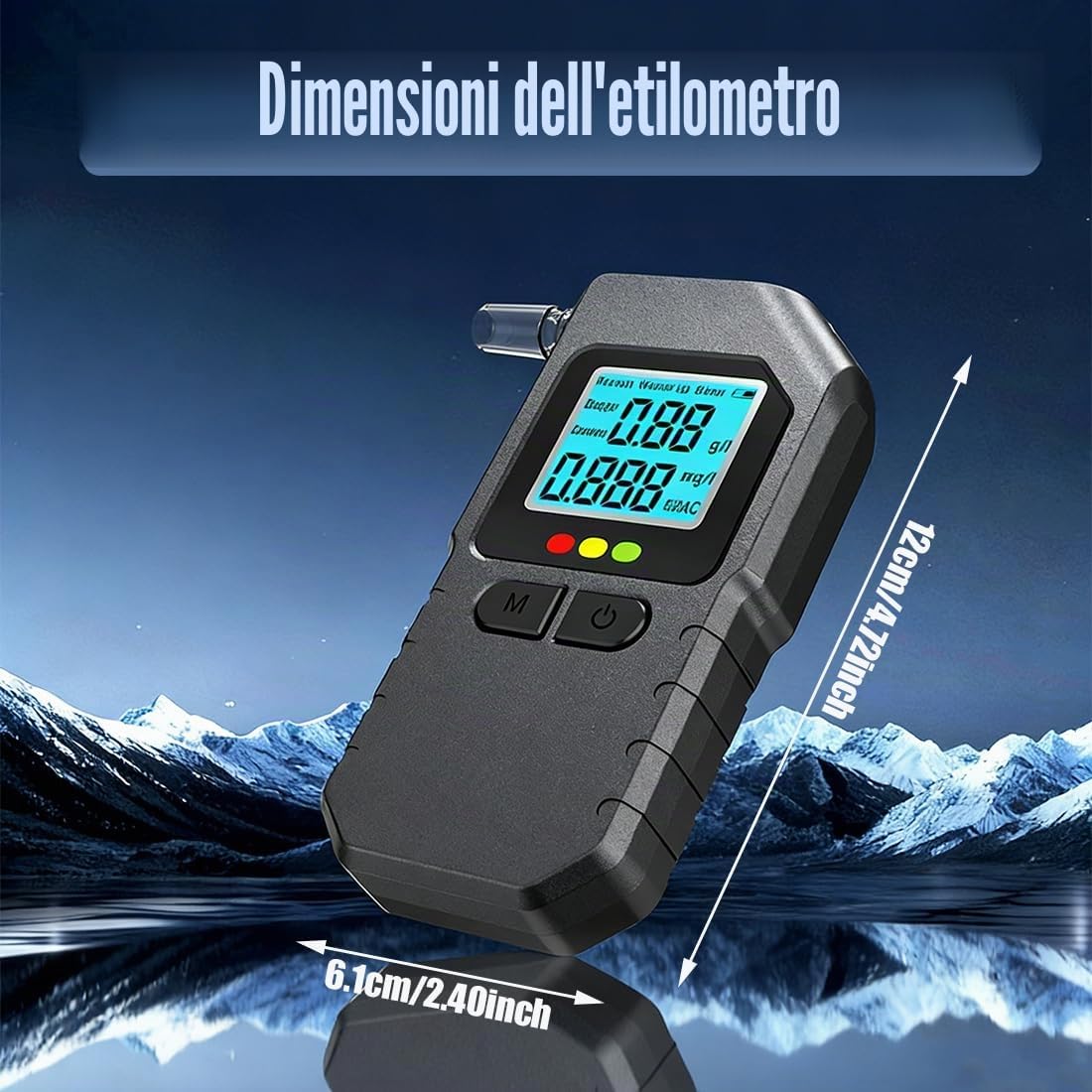 1 Pezzi Etilometro Portatile Professionale Alcoltest Certificato Uso Personale, Alcol Test Portatile, Alcoltester Digitale Precisa del Tasso Alcolemico Incluso 10pz Bocchini