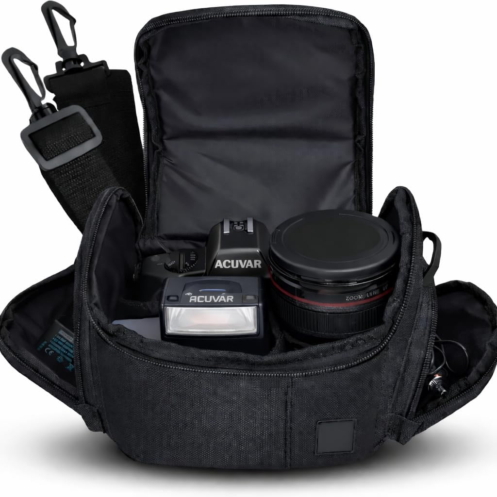 Medium Padded Camera Bag with Shoulder Strap – DSLR & Mirrorless Camera Carrying Bag, Lightweight Protective Crossbody Camera Bag
