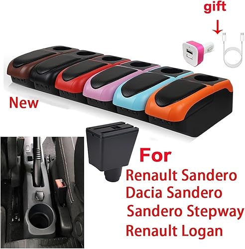 Miniatura 2 de Compatible con Renault Sandero 2  Dacia Sandero StepwayLogan 2 - Caja de reposabrazos interior central color negro-negro