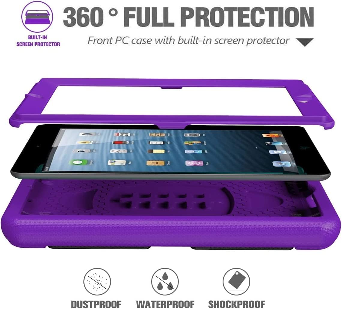 BMOUO Kids Case for iPad 2nd 3rd 4th Generation, iPad 2 3 4 Case - Built-in Screen Protector, Shockproof Convertible Handle Stand Friendly Kids Case for 9.7” iPad 2nd 3rd 4th Generation - Purple
