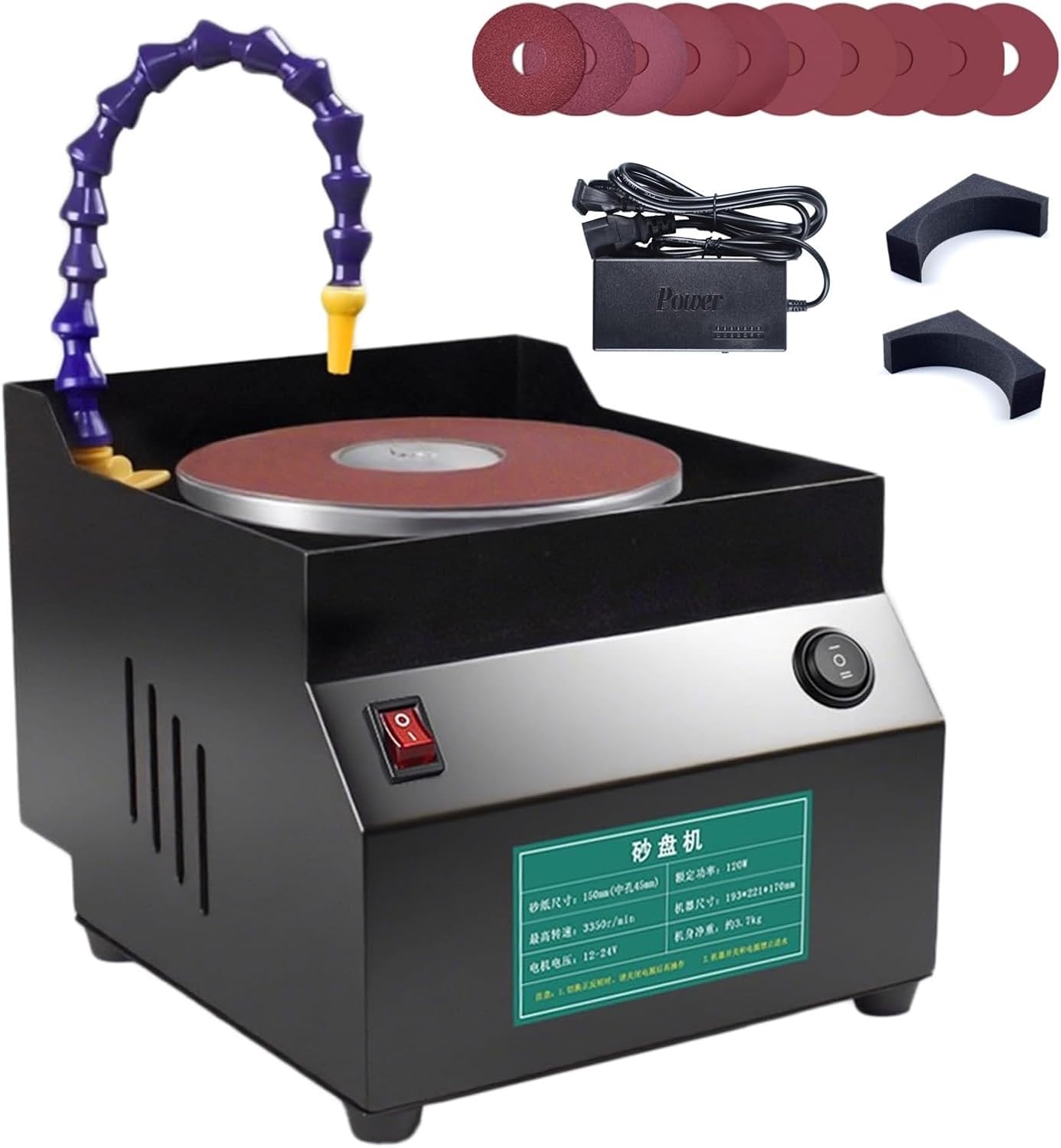 Belt Sander, Wet Bench Sander, Elektryczne Narzędzie Do Ostrożenia Noży, Mini Elektrownia Do Szlifowania Z 7 Prędkościami, Z 10 Arkuszami Papieru Szlifierskiego, Użycie Mokre I Suche