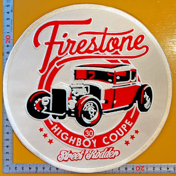 60s 70s　刺繍　ワッペンFirestone 　ファイヤーストーン　つなぎ Amazon | 大きいワッペン 刺繍アイロンワッペン【Fire stone ファイア