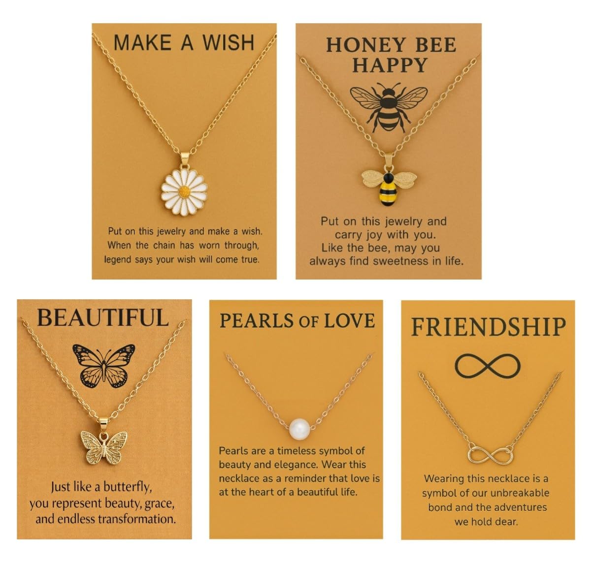 5 Pcs Combo Pendant Necklace Set for Women Stylish Chains | Butterfly, Pearl, Daisy, Honey Bee & Infinity Jewellery Combo for Women Pendant Necklace Gifts for woman And Girls-image-17