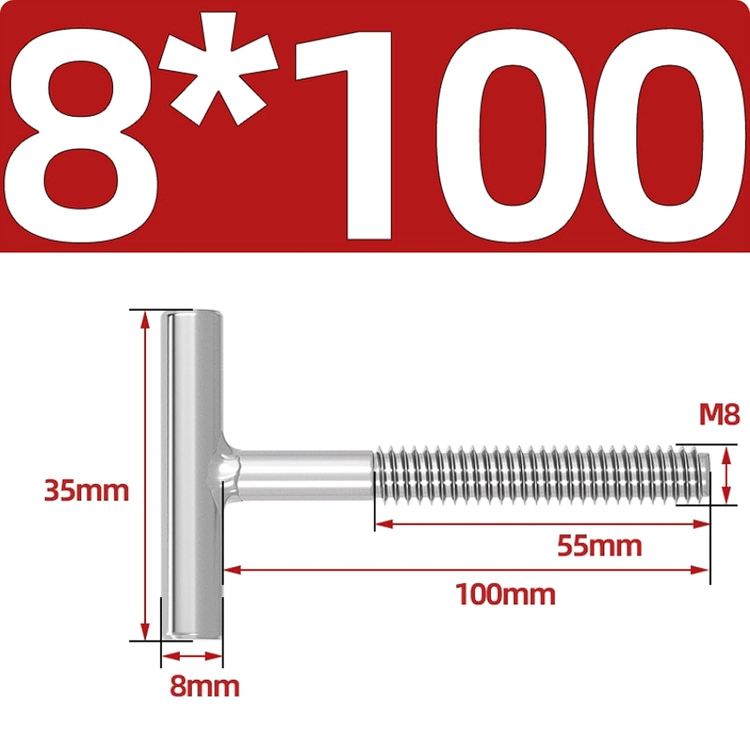 304 Stainless Steel T-Slot Bolts M8, Cylindrical Head T-Bolts for Aluminum Extrusion, and Sliding Channels(M8*100 (4 pcs))