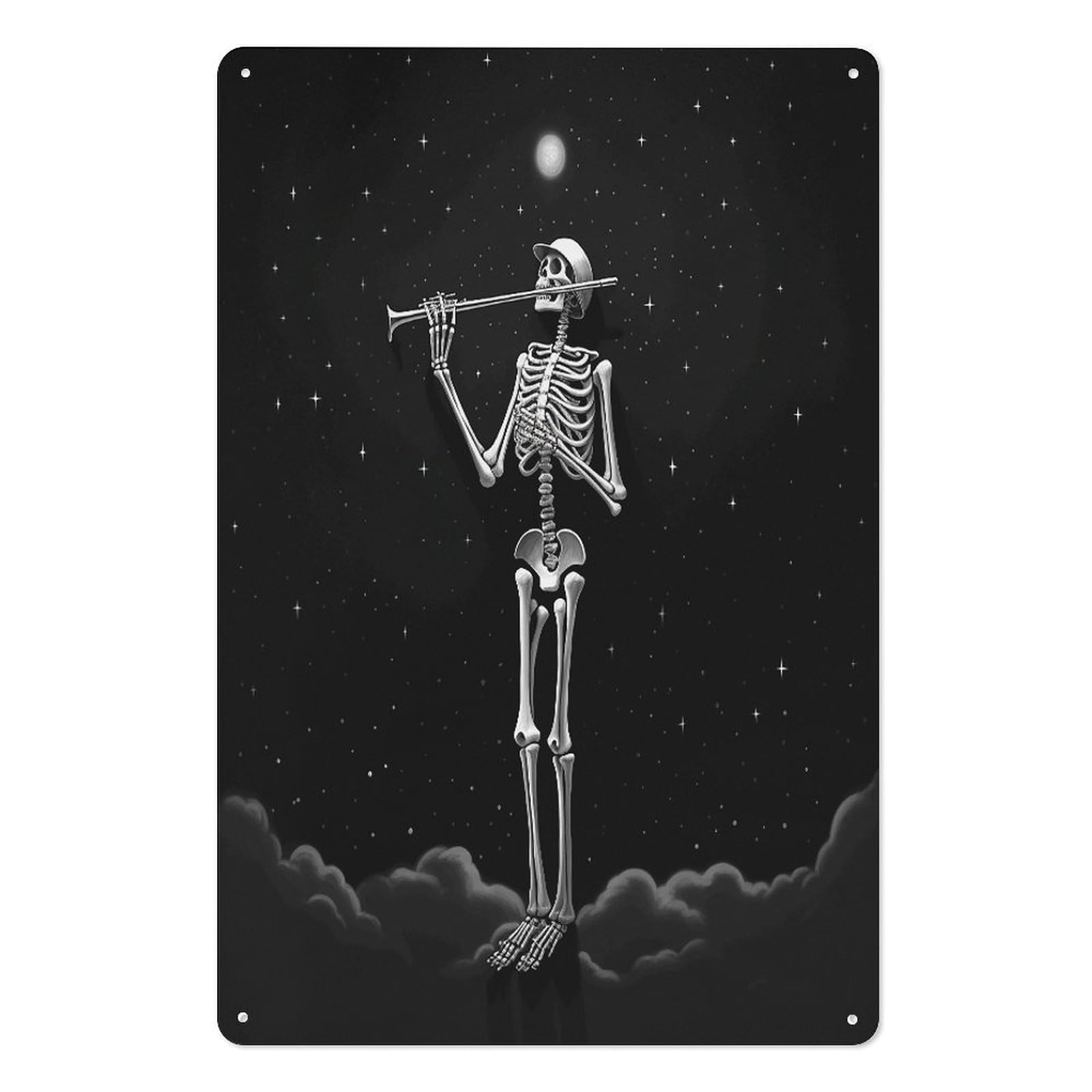 Adfgyerh Style Skeleton In The Night Tin Sign Hanging Art Prints,Wall Decor For Gifting And Party Decoration 7.9X11.8 Inch,Wall Art For Home Garden Greenhouse Living Room Bedroom Yard