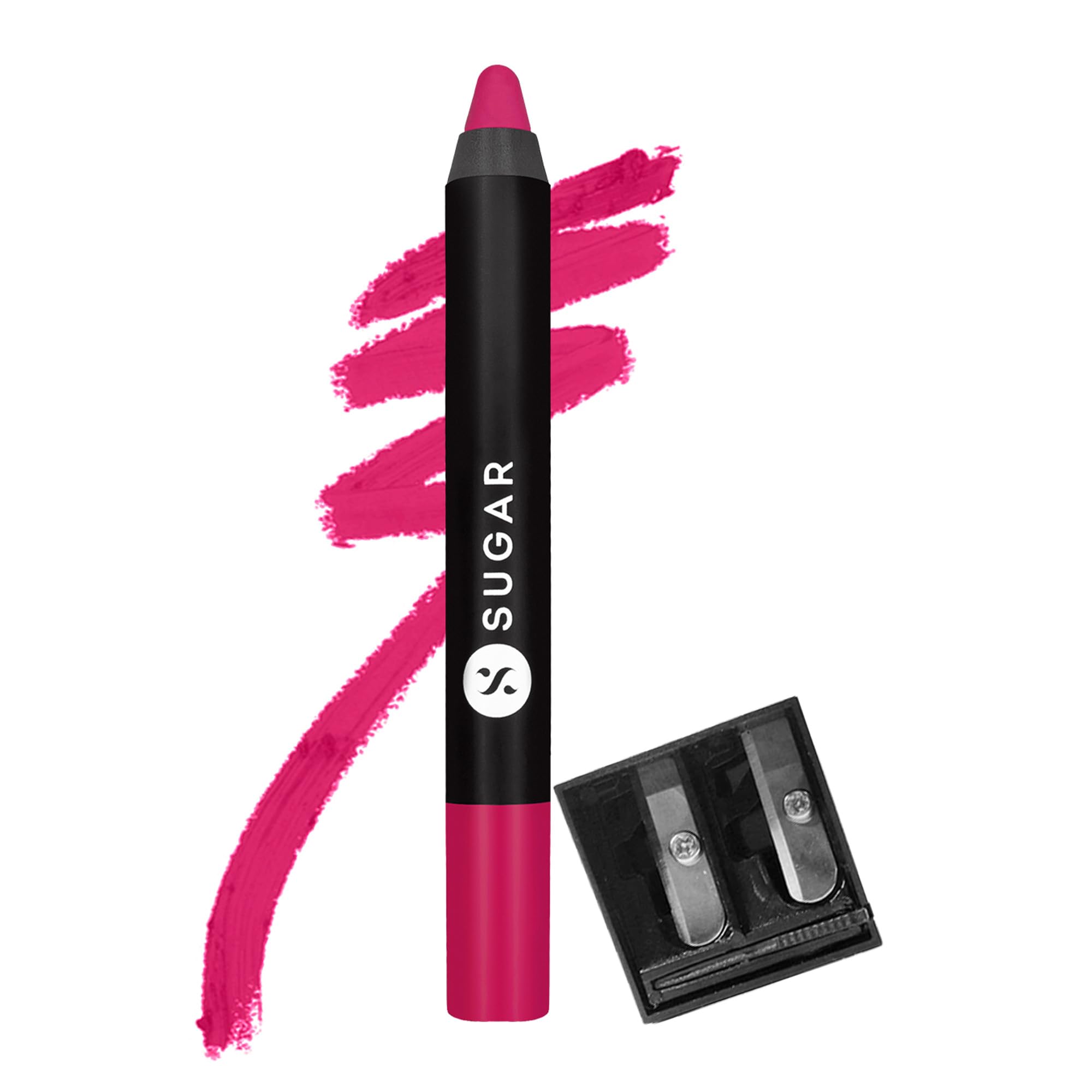 SUGAR Cosmetics Matte as Hell Crayon Lipsticks for Women | Lasts Up To 8+ Hours | Lip Crayon with Sharpener | 2.8gm - 30 Lillian Rose