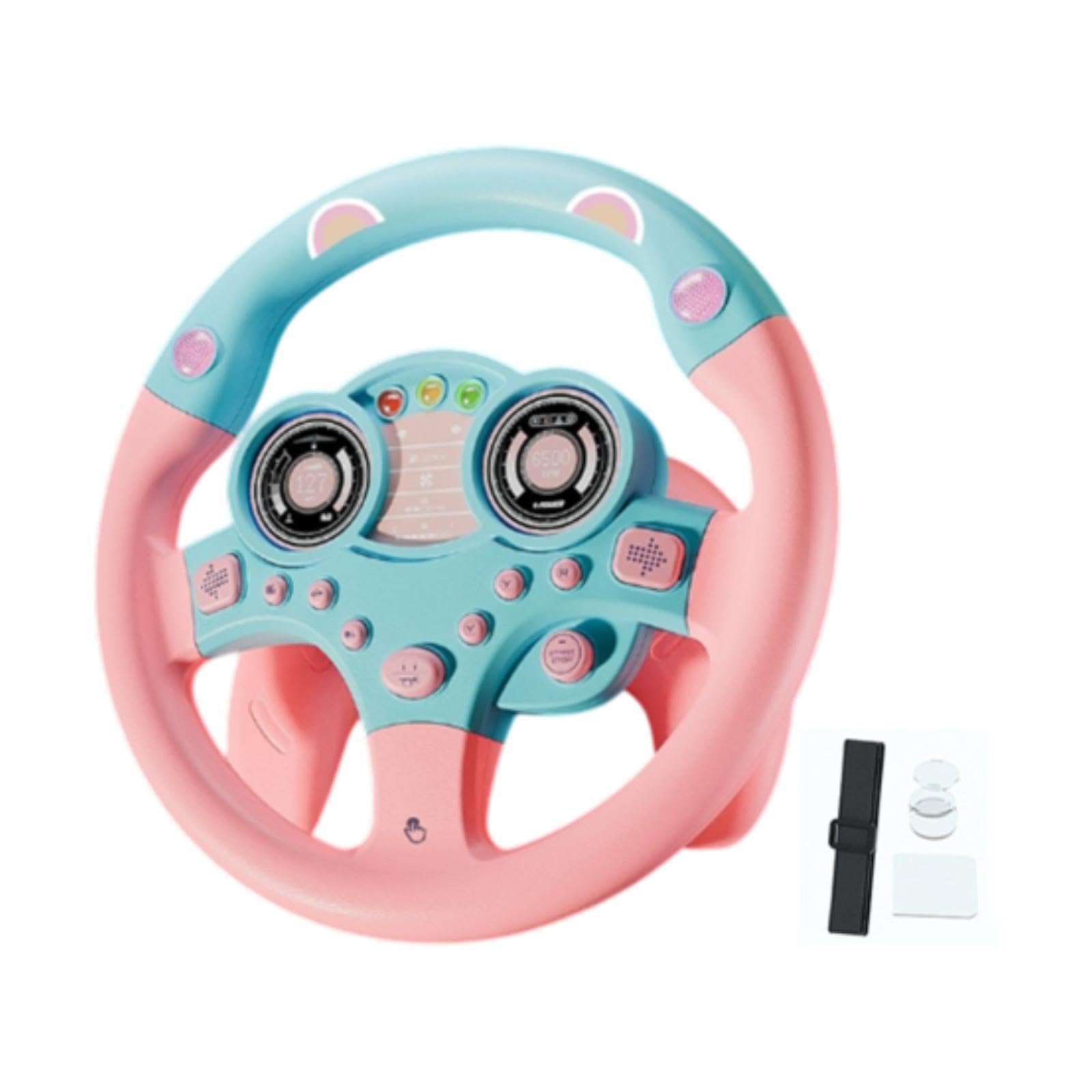 Volante Musicale, Simulatore di Guida per Bambini, Macchinina Giocattolo, Rosa