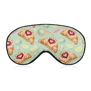 Sleep Mask Blackout Eye Mask for Sleeping Croissant Macaron Lemon Night Blindfold for Men Women