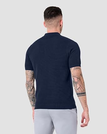 Vista Sweater Polo for Men Short Sleeve Knit Polo Shirt Textured S-4XL | Full knit polo sweaters with textured ribbed collars & 4-way stretch - date nights, dinners, travel & work.