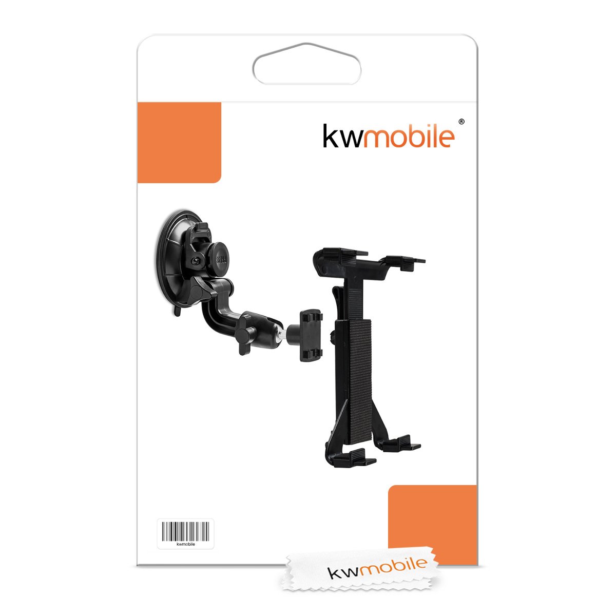 kwmobile Soporte de Coche para Tablet de 11-20.7 CM - Base Universal Antideslizante con Ventosa - Enganche Negro