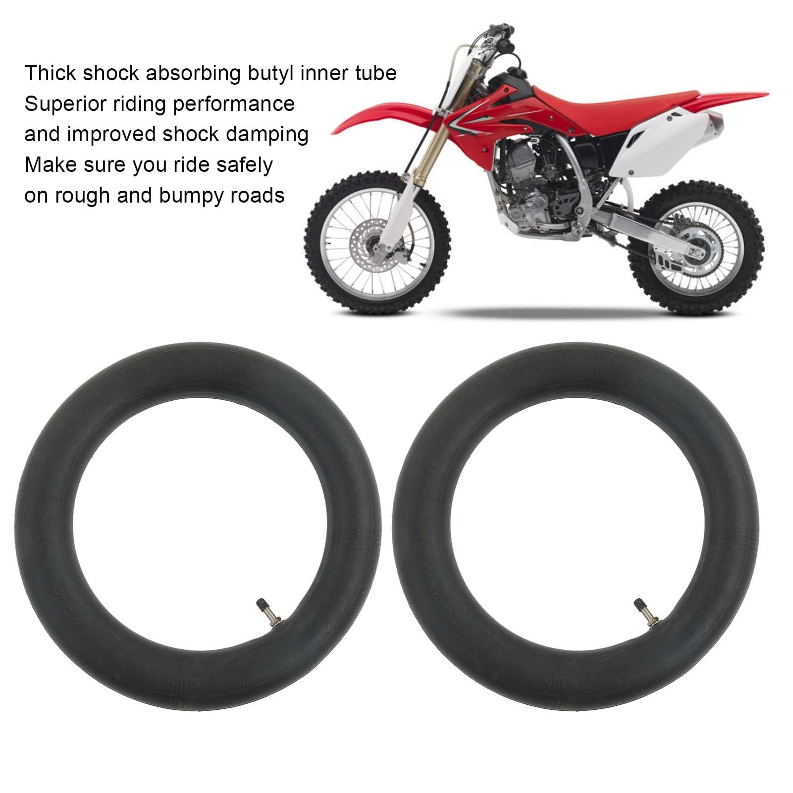 Tubo Interior, 2 Tubos Interiores de 2,50/2,75‑10 Pulgadas para Moto de Cross con Vástago de Válvula Recta, Repuesto de Goma a Prueba de Explosiones para Motocicleta de 49, 50, 70