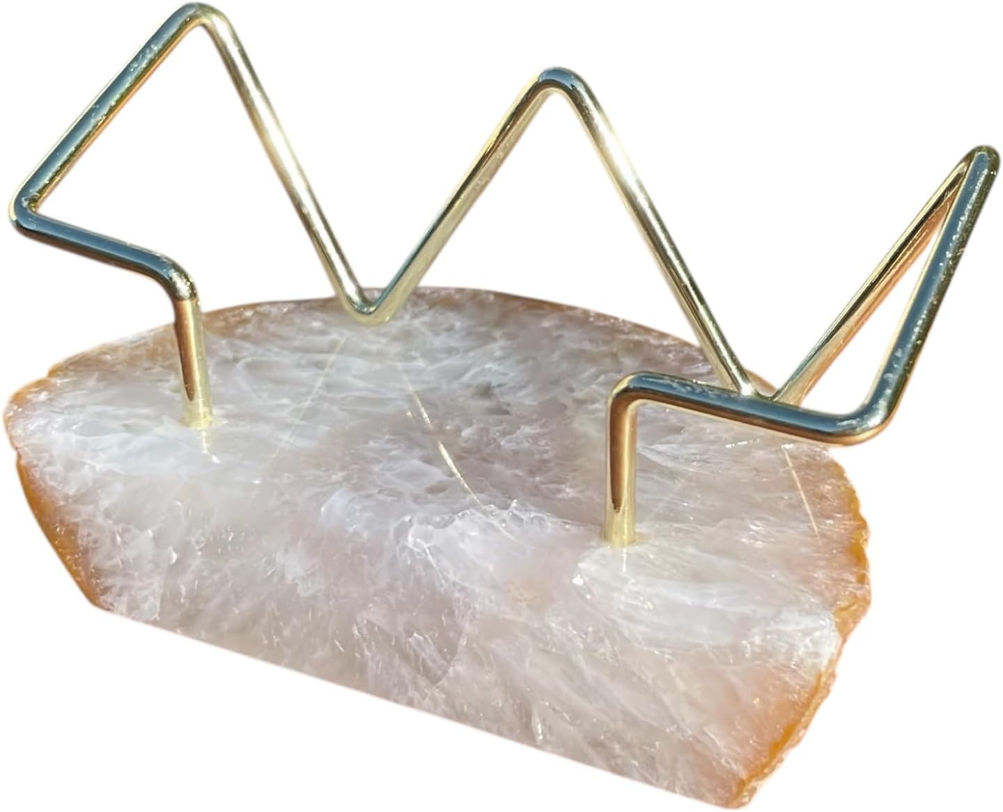 Dyed Agate Business Card Holder Desktop Display Stand with Metal Wire Holder for Office Professionals - Holds up to 70 Cards (Natural, Medium)