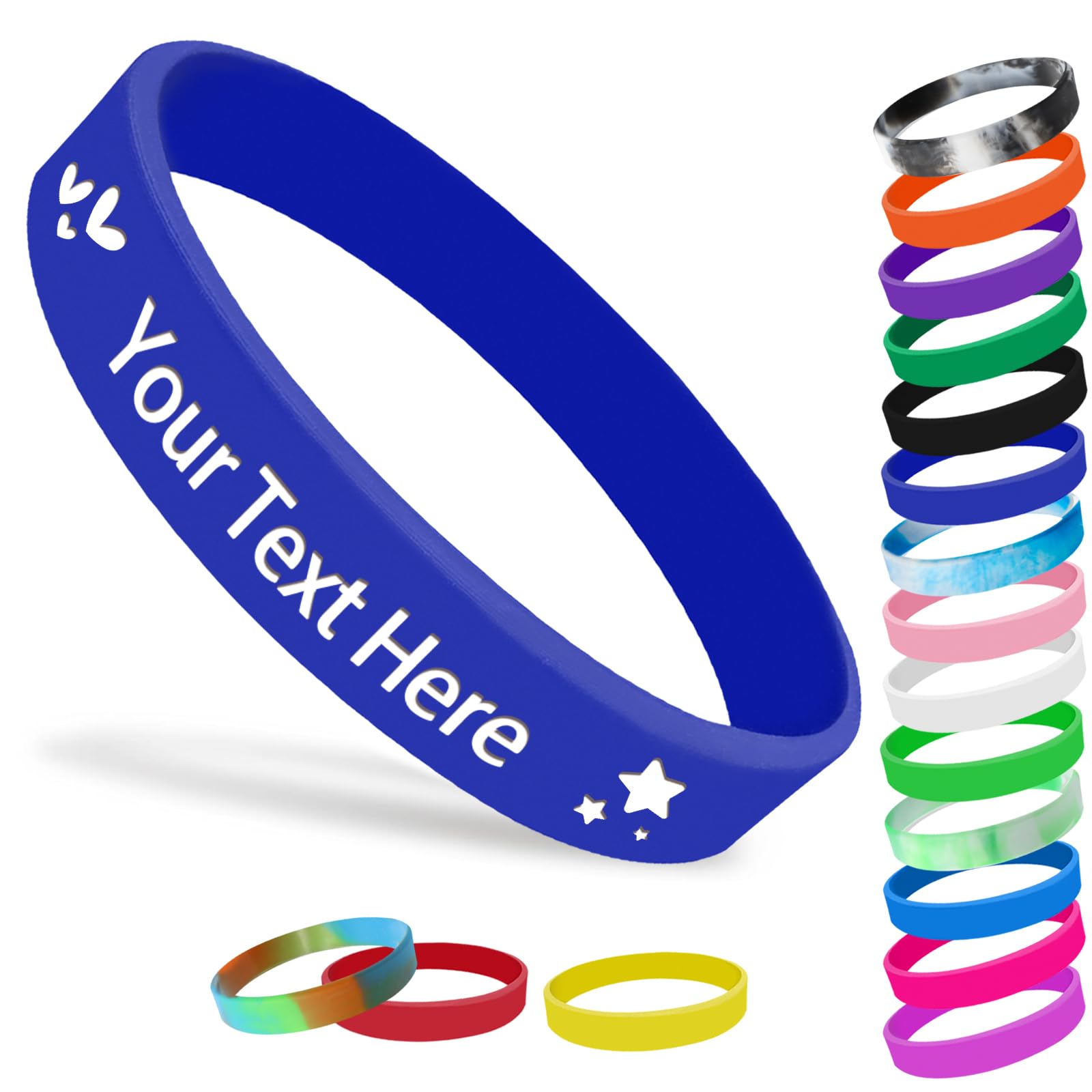 Personalised Silicone Wristbands for Events Custom Rubber Wristbands with Logo Customised 1/5/25/50/100/200 Pcs Bulk for Men Women Support, Fundraisers, Motivation, Awareness 202mm Dark Blue