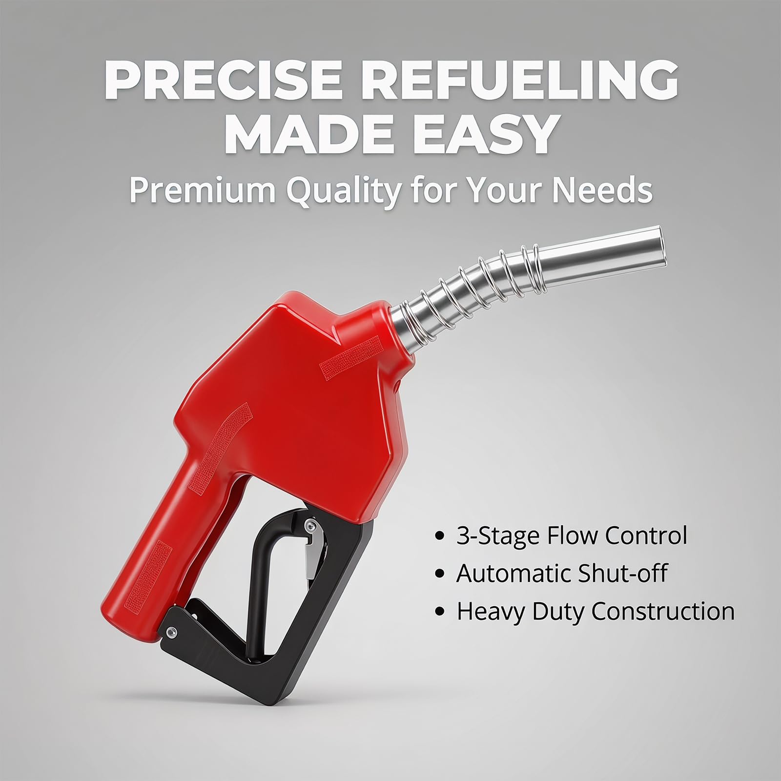 Pistola de combustible diésel automática, 3/4 pulgadas con caudal de 3 marchas, autobloqueo, mango ergonómico, a prueba de fugas, giratorio 360°, para diésel, fuel oil y gasolina