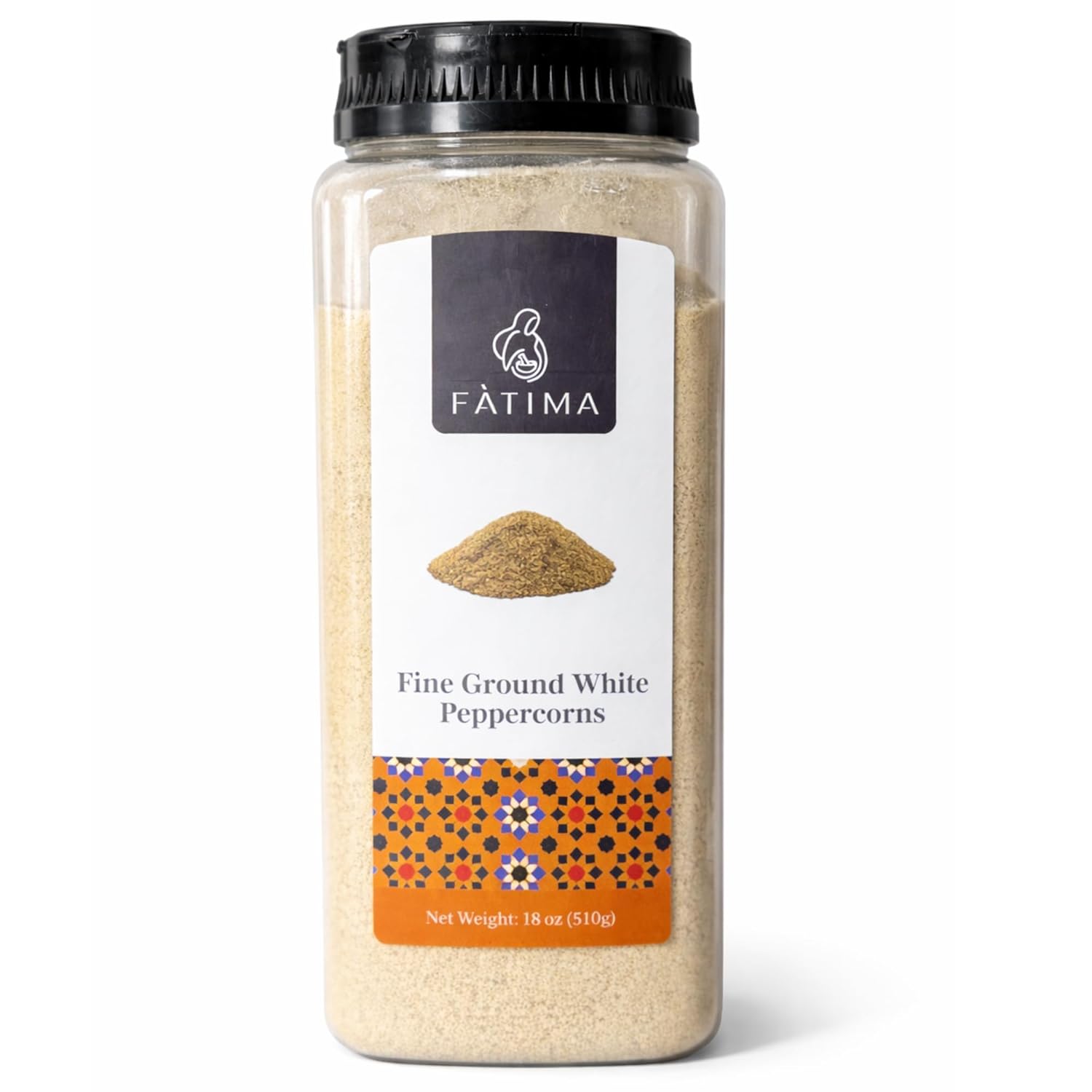 Fàtima Fine Ground White Peppercorns | Premium White Pepper Ground | Fresh and Aromatic Organic Pepper Powder | Essential Spice for Cooking & Seasoning - 18 Oz