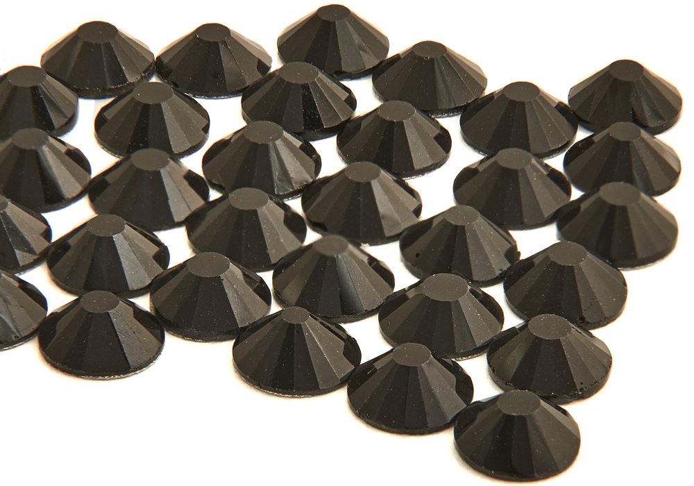 1440 x (Jet Black ss20 (4.8mm), 45 Colours 5 Sizes, EIMASS® 7767 DMC Hot Fix Glass Rhinestones, Flat back Gems, Diamante with Glue Backing, Pack of 1440 Crystals