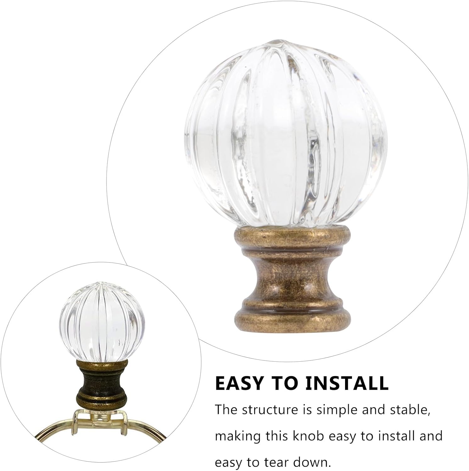 Mikikit Lamp Finials Set of 2 Decorative Glass Light Knobs Replacement Light Accessories for Table and Floor Lamps Easy Installation Stylish Lamp Toppers