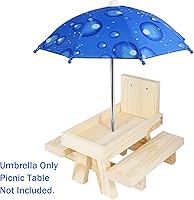 Vista 3 de Paraguas alimentador de ardilla, sombrilla de mesa de picnic de ardilla para exterior, mini paraguas de repuesto para ardilla (azul) gota de agua