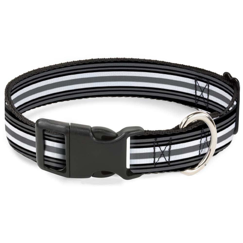 Collier clip plastique rayé noir gris blanc 8-30,5 cm réglable pour chiot et moyen chien