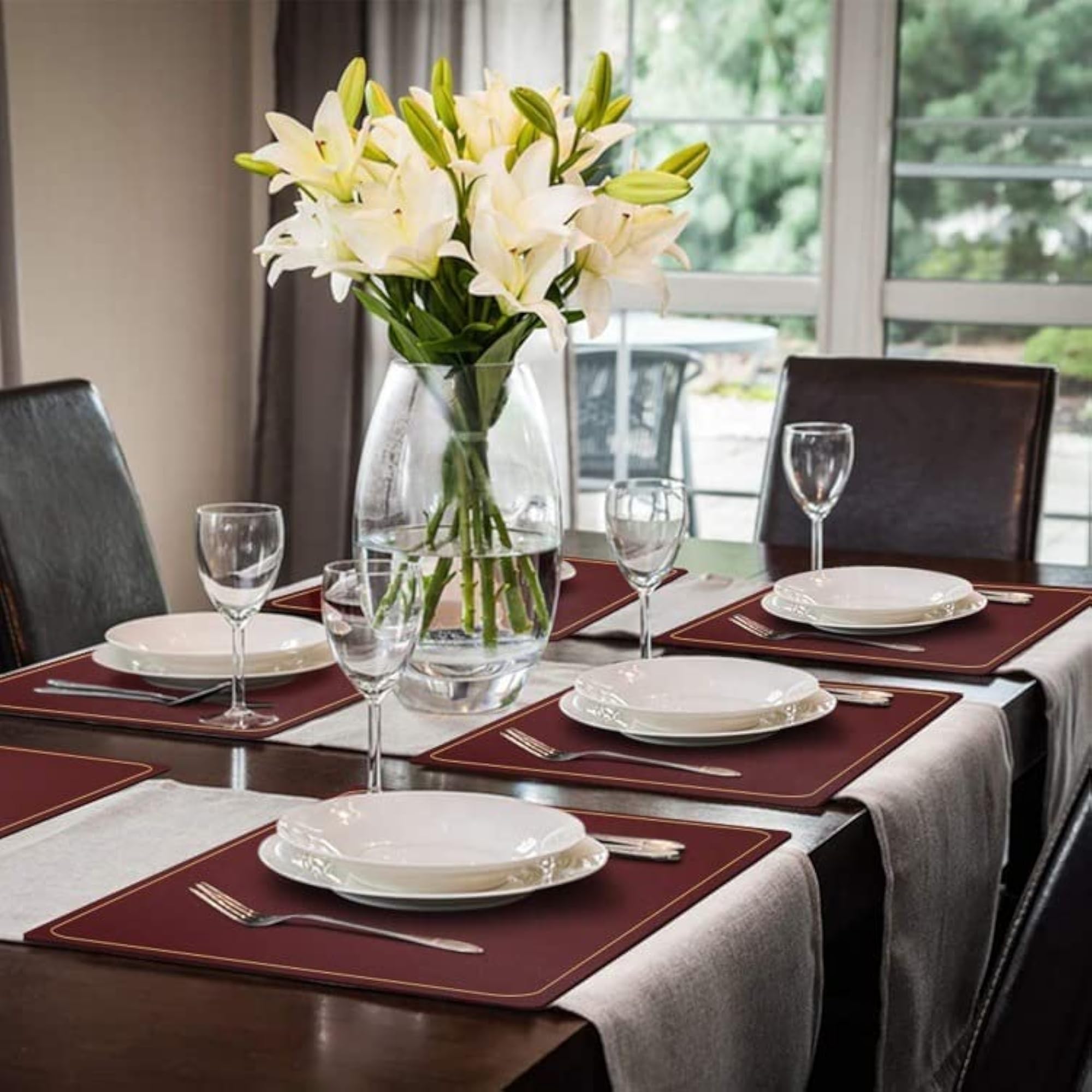 Elegant Leather Placemats, Waterproof and Washable