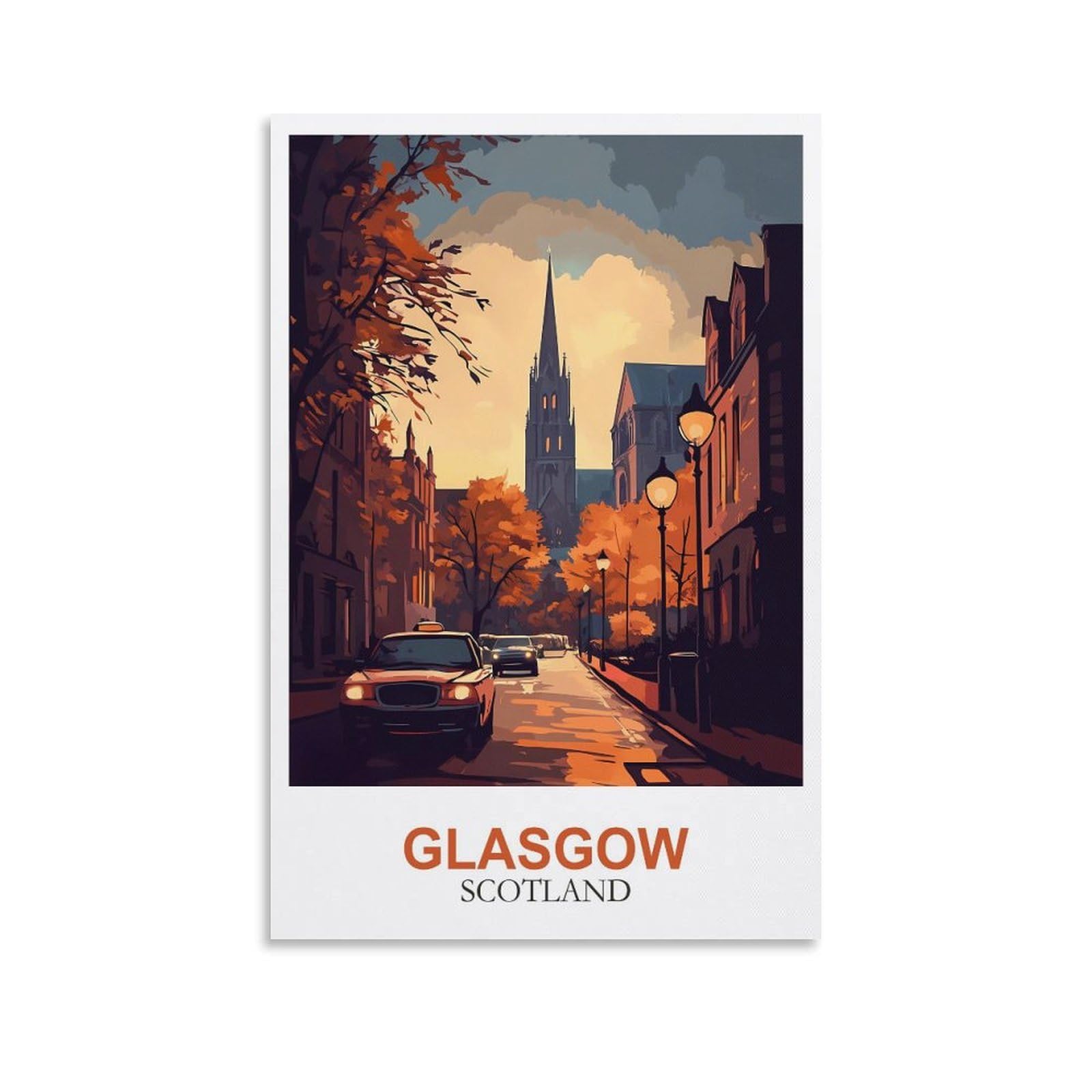 Ymqwjylw Unframe-Style Glasgow Scotland Vintage Travel Posters 08X12inch(20X30cm) Canvas Printing Home Decor Wall Art Prints