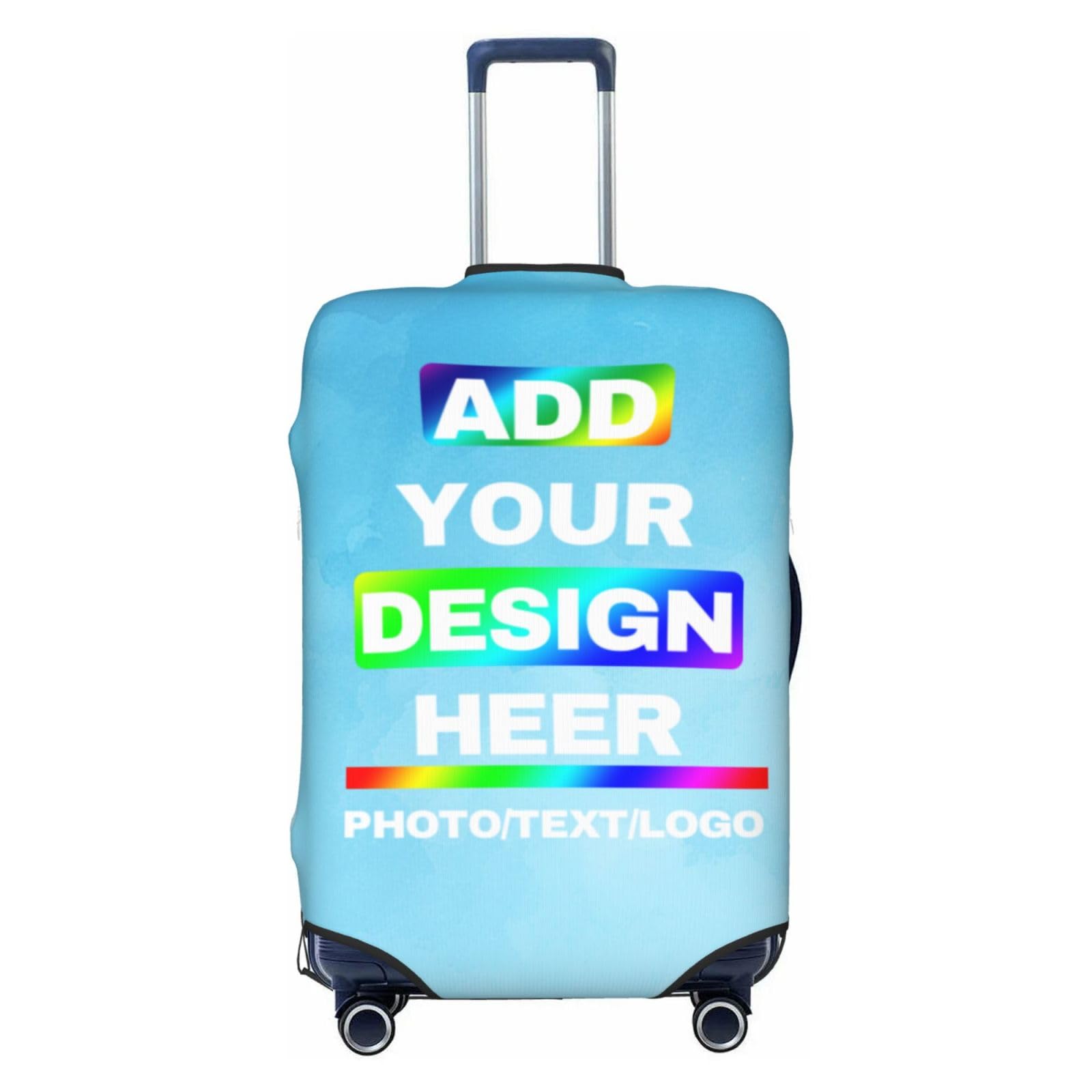 Custom Luggage Covers with Photo Text Name Logo Double Sided Personalized Suitcase Covers For Travel Business