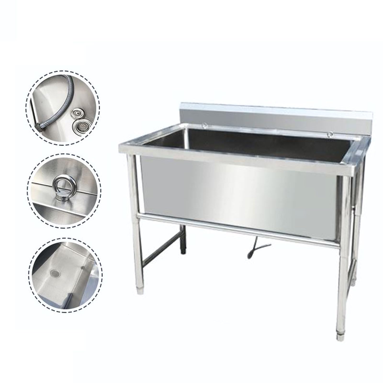 RENJJPBO Dog Bath Professional Commercial Stainless Steel Pet Dog Grooming Bath Tub,Dog Grooming Bathtub Station,Pets Bathing Tub,Pet Wash Station (120cm(47in))