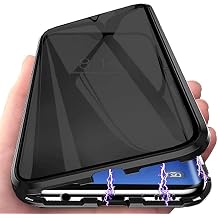 Privacy Magnetic Case for Samsung Galaxy S9 Plus, Anti Peep Magnetic Adsorption Cover, Front & Back 9H Tempered Glass, Privacy Screen Protector Metal Frame Anti Spy Case Cover, Black
