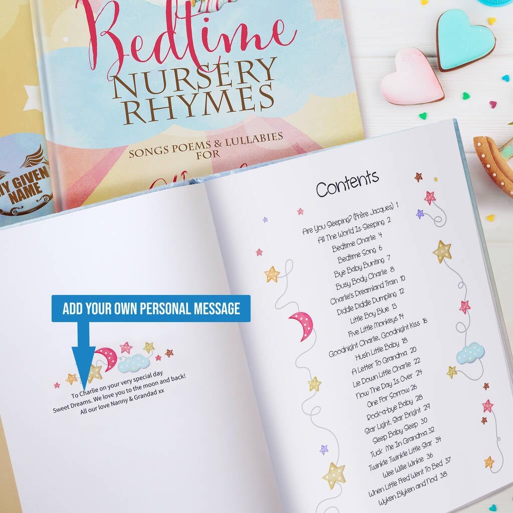 Personalized Bedtime Stories Nursery Rhymes Book - Custom with Child’s Name - Baby Name Book Gift for Boys & Girls - Keepsake Bedtime Stories for Kids, Personalized Baby Book