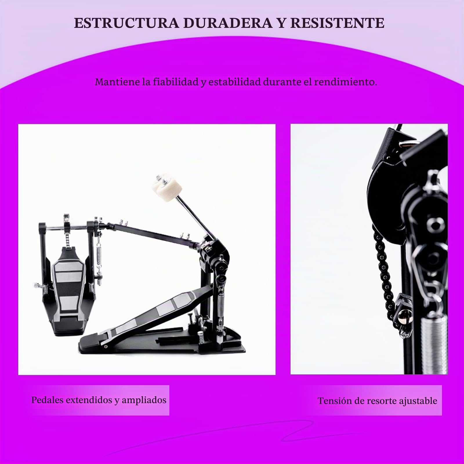 Doble pedal bombo, double bass drum pedal, accesorios de percusión profesional (V-FK15)